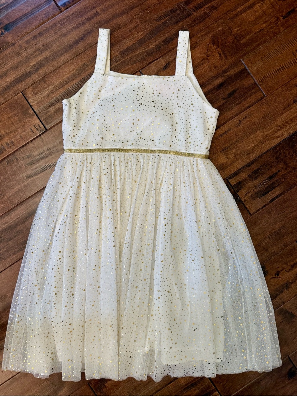 Popatu White and Gold Star Tulle Party Dress